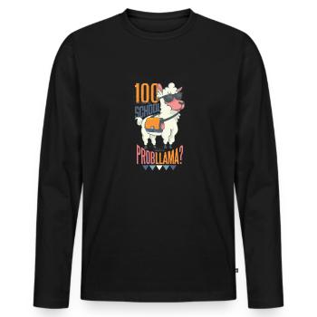 100 jours d'école Llama Lama Peru Alpaca - T-shirt manches longues Premium bio Homme - noir - Devant - Nico (187cm)