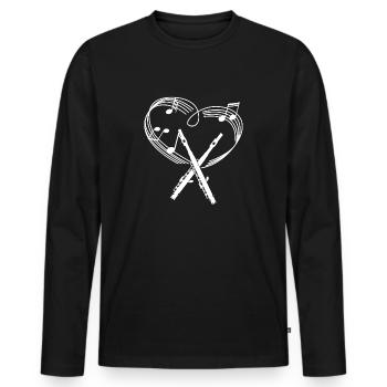 Piccolo - Piccolo T-Shirt - Piccoloist - Herz - Männer Premium Bio Langarmshirt - Schwarz - Vorne - Nico (187cm)