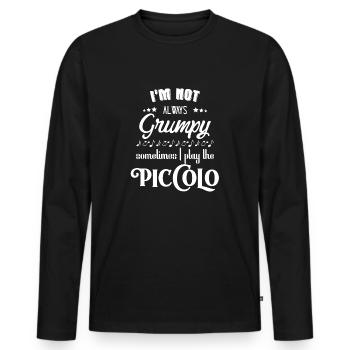 Piccolo - Piccolo T-Shirt - Piccoloist - Laune - Männer Premium Bio Langarmshirt - Schwarz - Vorne - Nico (187cm)