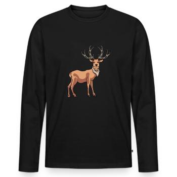Epischer Hirsch Rotwild Geweih Wild - Männer Premium Bio Langarmshirt - Schwarz - Vorne - Nico (187cm)
