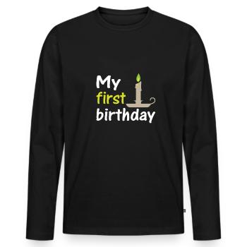 Mon premier anniversaire, mon premier anniversaire - T-shirt manches longues Premium bio Homme - noir - Devant - Nico (187cm)