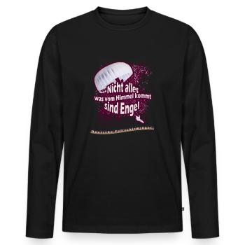 Fallschirmjäger - Nicht alles was vom Himmel kommt - Männer Premium Bio Langarmshirt - Schwarz - Vorne - Nico (187cm)