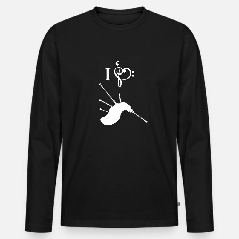 Dudelsack - Sackpfeife - Dudelsackspieler - Herz - Männer Premium Bio Langarmshirt - Schwarz