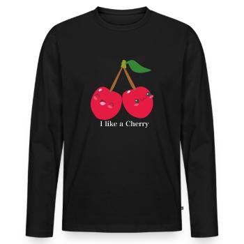Kirsche Kirschbaum Obst Frucht Liebe Geschenk Love - Männer Premium Bio Langarmshirt - Schwarz - Vorne - Nico (187cm)