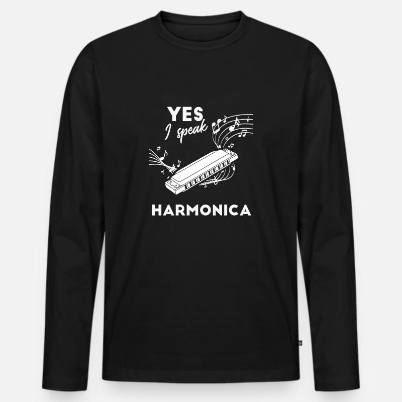 Harmonica - Harmonica Player - Partition - T-shirt manches longues Premium bio Homme - noir