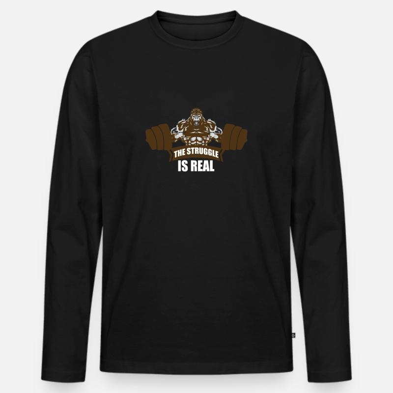The struggle is real - Männer Premium Bio Langarmshirt - Schwarz