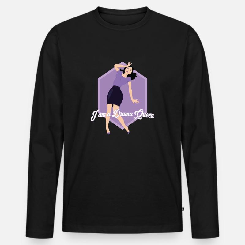Drama Queen - Männer Premium Bio Langarmshirt - Schwarz