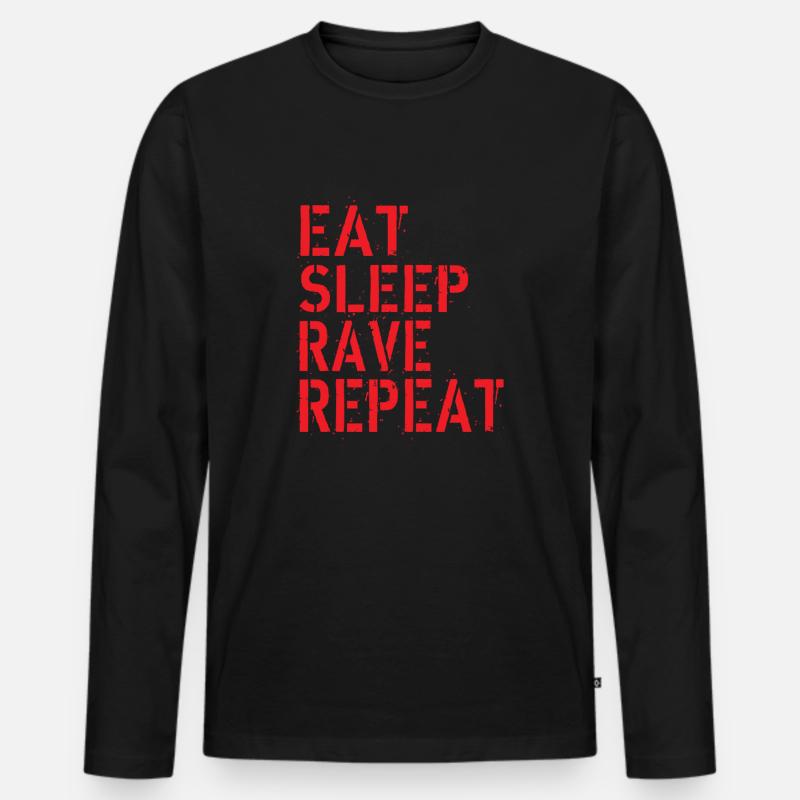 Eat Rave Sleep - Männer Premium Bio Langarmshirt - Schwarz