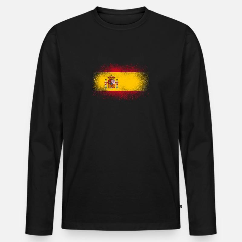 Spanien Grunge spanische Flagge lustig Geschenk - Männer Premium Bio Langarmshirt - Schwarz