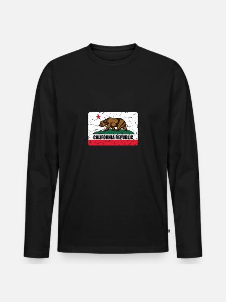 Californien Californien Våbenskjold Flag Bjørn Gave - Premium økologisk langærmet T-shirt til mænd - sort