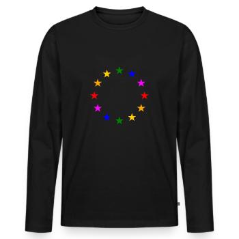 EU stars in rainbow colours - Men's Premium Organic Long Sleeve Shirt - black - Front - Nico (187cm)