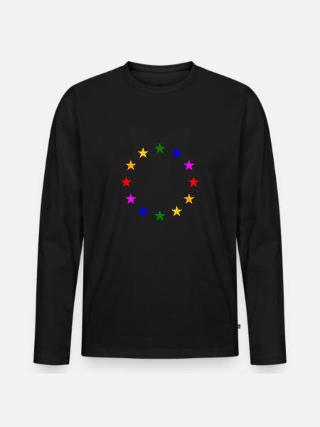 EU stars in rainbow colours - Men's Premium Organic Long Sleeve Shirt - black