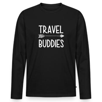 Travel Buddies - T-shirt manches longues Premium bio Homme - noir - Devant - Nico (187cm)