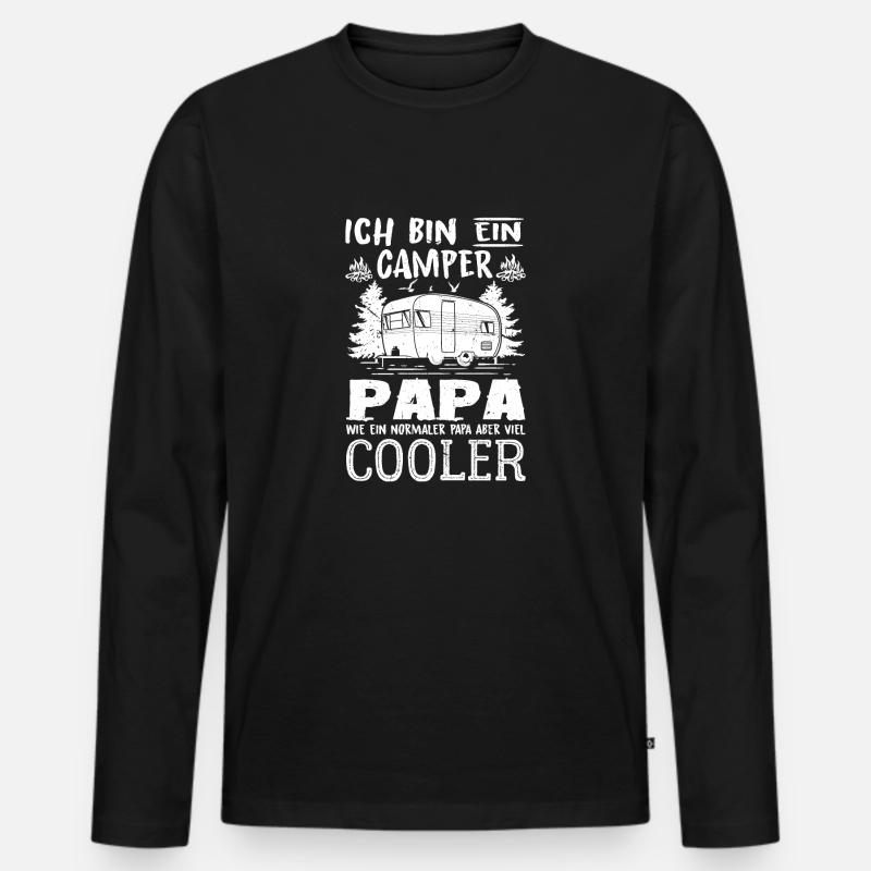 Ich Bin Ein Camper Papa T-Shirt Cooler als du - Männer Premium Bio Langarmshirt - Schwarz