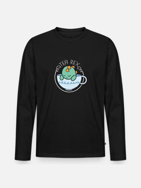 Tea Rex tea tea drinker - Men's Premium Organic Long Sleeve Shirt - black