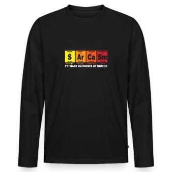 Sarcasme éléments primaires de la science de l'humour - T-shirt manches longues Premium bio Homme - noir - Devant - Nico (187cm)