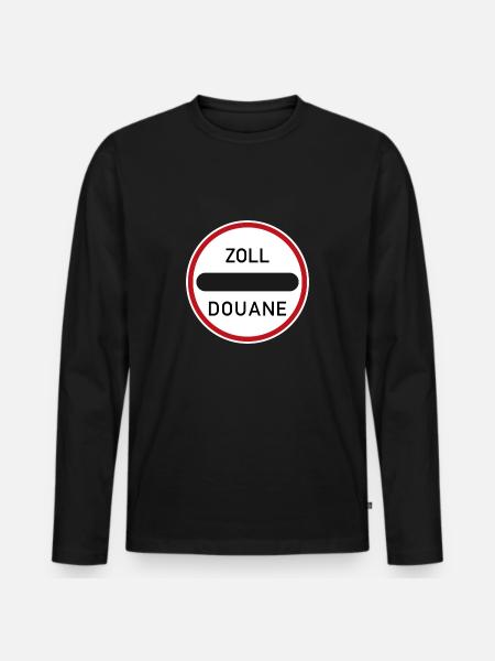 Verkehrsschild zoll douane - Männer Premium Bio Langarmshirt - Schwarz