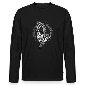 Praying Rosary Rosary Praying Hands God Love - Men's Premium Organic Long Sleeve Shirt - black - Front - Nico (187cm)