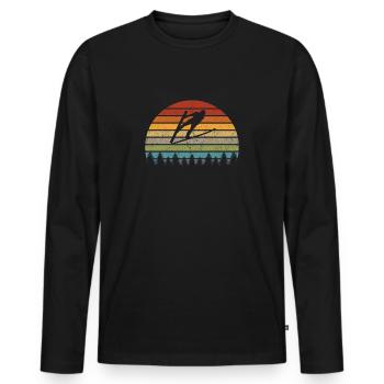 Ski jumping retro gift for vintage ski jumpers - Men's Premium Organic Long Sleeve Shirt - black - Front - Nico (187cm)