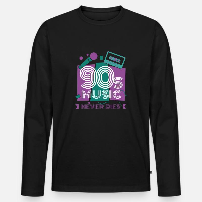 90 er - Männer Premium Bio Langarmshirt - Schwarz