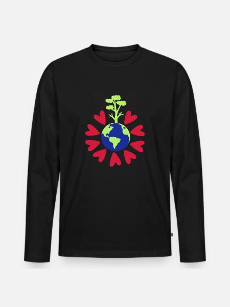 Love our Earth planet - Men's Premium Organic Long Sleeve Shirt - black