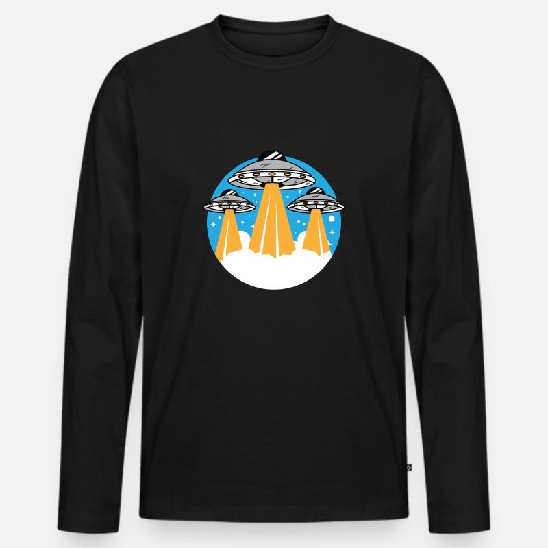 UFO - Männer Premium Bio Langarmshirt - Schwarz