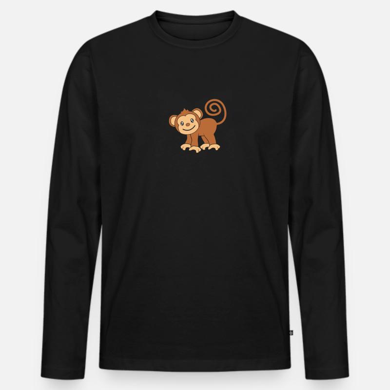 Affe Äffchen - Männer Premium Bio Langarmshirt - Schwarz
