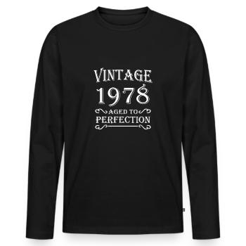 Vintage 1978 - Aged to perfection - Männer Premium Bio Langarmshirt - Schwarz - Vorne - Nico (187cm)