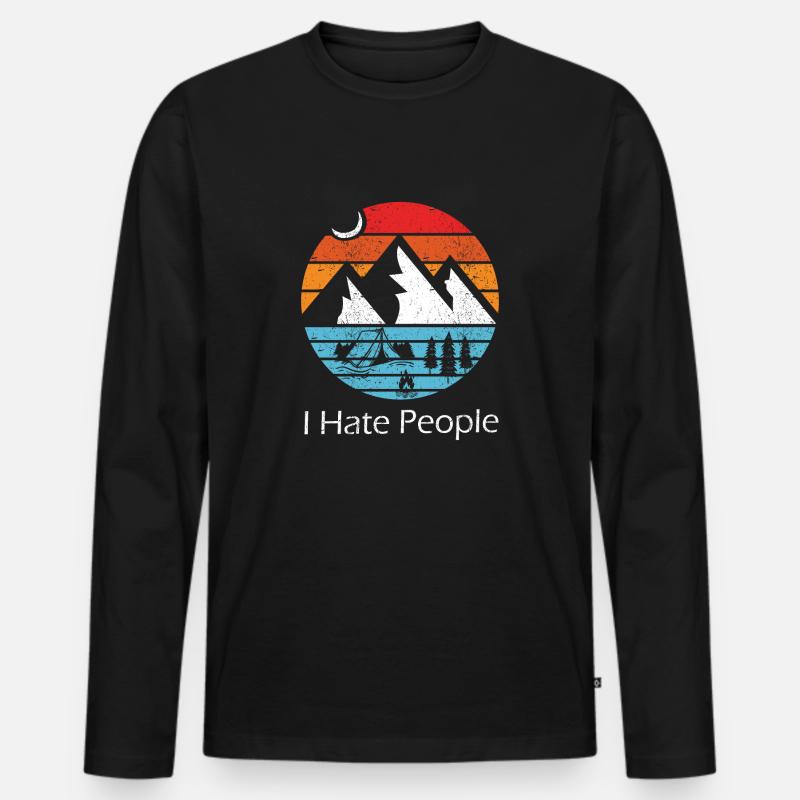 I Hate People - Männer Premium Bio Langarmshirt - Schwarz
