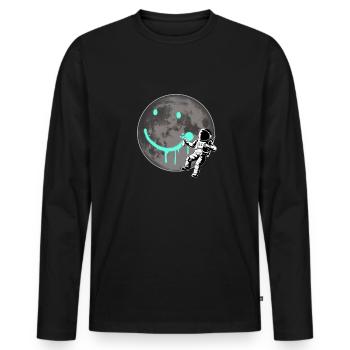 Astronaut Spray Mond Sprayer Graffiti Weltraum All - Männer Premium Bio Langarmshirt - Schwarz - Vorne - Nico (187cm)