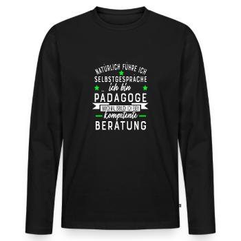 PÄDAGOGE - Männer Premium Bio Langarmshirt - Schwarz - Vorne - Nico (187cm)