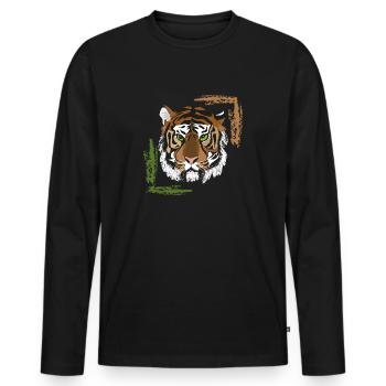 tiger - Men's Premium Organic Long Sleeve Shirt - black - Front - Nico (187cm)