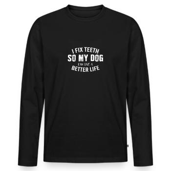 Dog Lover Gifts Dentist Gift Dental Doctor - Männer Premium Bio Langarmshirt - Schwarz - Vorne - Nico (187cm)