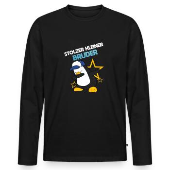 Stolzer Kleiner Bruder - Männer Premium Bio Langarmshirt - Schwarz - Vorne - Nico (187cm)