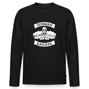 german badass deutschland fußball hooligan tattoo - Männer Premium Bio Langarmshirt - Schwarz - Vorne - Nico (187cm)