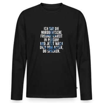 Ich bin Norddeutscher - Männer Premium Bio Langarmshirt - Schwarz - Vorne - Nico (187cm)