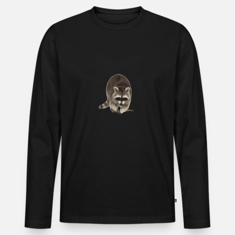 Waschbär - Männer Premium Bio Langarmshirt - Schwarz