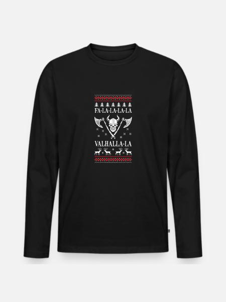 Valhalla Ugly Christmas Sweater - Men's Premium Organic Long Sleeve Shirt - black
