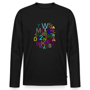 Fleda Maus Design: Buchstaben - Zahlen - mix - Männer Premium Bio Langarmshirt - Schwarz - Vorne - Nico (187cm)
