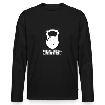 Ich liebe Kettle Bells und vielleicht 3 Leute lustig - Männer Premium Bio Langarmshirt - Schwarz - Vorne - Nico (187cm)