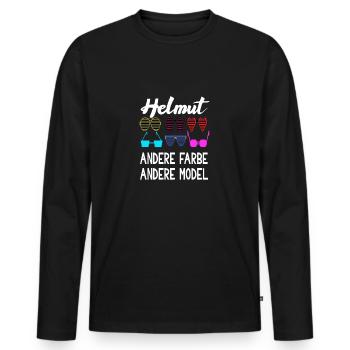 Helmut ander Farbe andere Modell - Männer Premium Bio Langarmshirt - Schwarz - Vorne - Nico (187cm)
