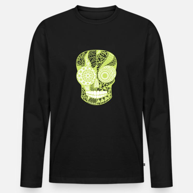 Neon Totenschädel - Männer Premium Bio Langarmshirt - Schwarz
