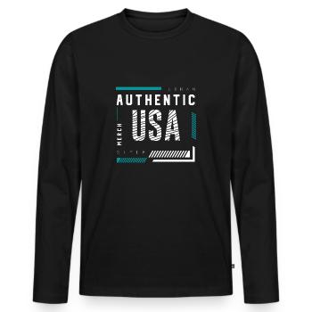 USA - Gift T-shirt - Men's Premium Organic Long Sleeve Shirt - black - Front - Nico (187cm)