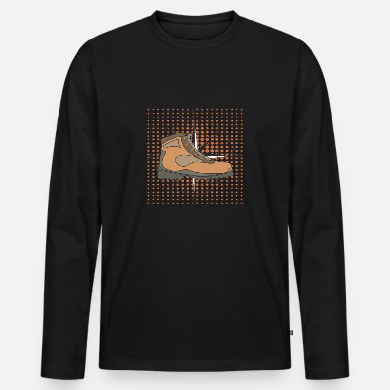 Wanderschuh Kompass Hintergrund - Männer Premium Bio Langarmshirt - Schwarz
