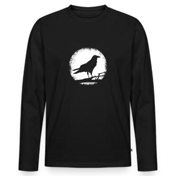 Cadeau oiseau corbeau corbeau noir - T-shirt manches longues Premium bio Homme - noir - Devant - Nico (187cm)