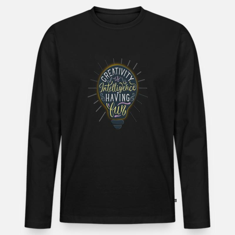 Creativity Is Intelligence Having Fun - Männer Premium Bio Langarmshirt - Schwarz