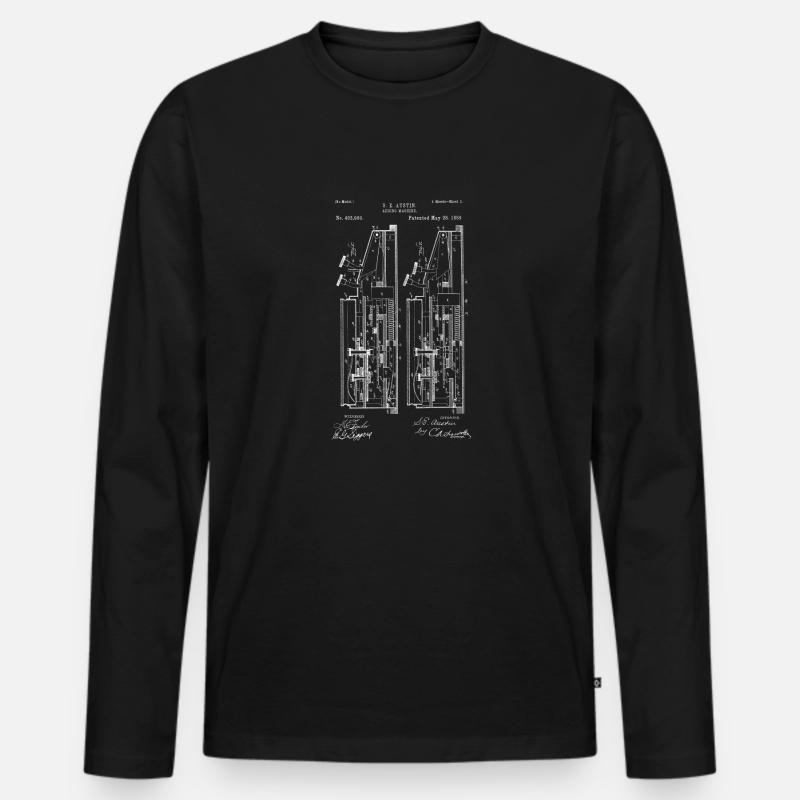 Adding Machine 1889 Patent Print Shirt, Old Adding - Männer Premium Bio Langarmshirt - Schwarz