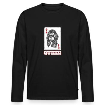 Queen Card Caro - T-shirt manches longues Premium bio Homme - noir - Devant - Nico (187cm)