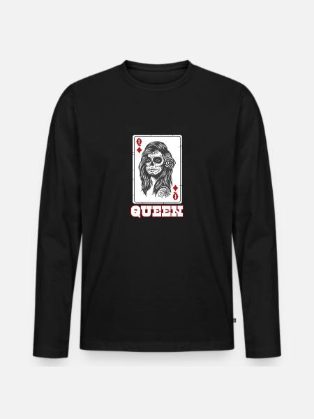 Queen Card Caro - Men's Premium Organic Long Sleeve Shirt - black