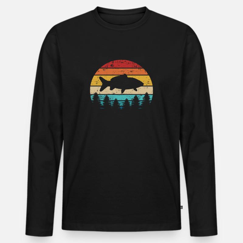 Karpfen - Männer Premium Bio Langarmshirt - Schwarz
